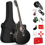 Vangoa Acoustic Electric Guitar, 41-in Jumbo Cutaway Electric Guitars Kit, Full-Size Guitare Acoustique Electrique, Starter Bundle, Built-in 4-Band EQ, For Beginner Adult Youth, Right-Handed Black