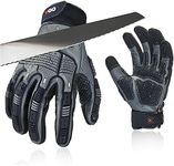 Vgo... Cut Resistant Work Gloves,Cut Proof Gloves for Men,Cow Leather Mechanics Gloves,Heavy Duty(Size L,Gray,CA7722CT)