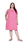 In Love Women Cotton Buttoned Plus Size Short Slip Nighty Chemise,Blastic Pink,6XL