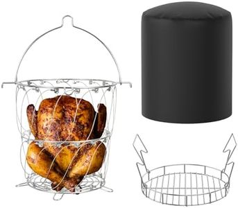 BBQ-PLUS Turkey Grill Basket and Bunk Bed Basket with Fryer Cover for Char-Broil Big Easy Fryer,Accessories for Grilling Turkey,Chicken,Poultry