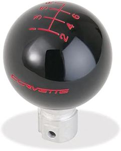 SR1 Performance C6 Corvette Script 6 Speed Shift Knob for 2005-2013 C6, Z06, ZR1, Grand Sport (Black Knob with Red Text)