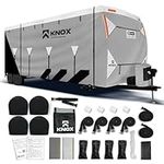 KNOX 3rd Gen Travel Trailer Cover, Anti-Tear 7 Layer APEX Fabric, Fits Motorhome RV Cover, Toy Hauler Cover, Camper Cover, Includes Ladder Cover, Tire Covers and Gutter Covers - Size 18-20 ft