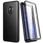 SURITCH for Samsung Galaxy S9 Case 360 Protection Silicone Back Cover with Built in Screen Protector Bumper Shockproof Case for Samsung Galaxy S9 Black