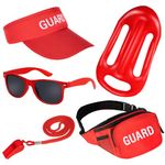 Silom Life Guard Costume Accessories, 5 Pcs Guard Costume Set Lifeguard Costume Include Guard Hat Inflatable Float Sunglasses Guard Fanny Pack Whistle with Lanyard for Adult Beach Party Dress Up