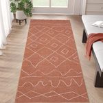 JINCHAN Antibacterial Runner Rug 2x6 Area Rug Boho Washable Rug Hallway Runner Brick Red Non Slip Carpet for Bedroom Living Room Kitchen Kids Nursey Mat