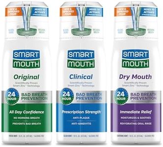 SmartMouth Activated Oral Rinse 3-Pack, Dry Mouth Rehydrating, Clinical DDS and Original, 16 fl oz each