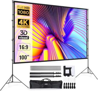 Zenzres Projector Screen and Stand 100 Inch, Outdoor Portable Projector Movie Screen Pull Down, Indoor Projections Screen with Stand 16:9 4K Full HD Support Height Adjustable for Home Theater Camping