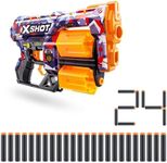 X-Shot Skins Dread Blaster with 24 Darts - Malice Skin by ZURU, Double Rotating Barrels, Air Pocket Dart Technology, Toy Foam Blaster for Kids, Teens and Adults