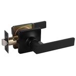 GOBEKOR 1 Pack Black Door Handles Interior,Matte Black Passage Door Levers,Interior Door Handles for Hallway and Closet,Square Door Lock Keyless,Reversible for Left Right Sided Doors Door Handle Lock