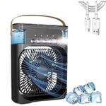 Drumstone (Feel the summer with 15 Years Warranty) Black Portable Air Conditioner Fan. Best this USB-powered mini AC combines a desk fan, and mini cooler with 3-speed modes_Devil 2.0_Multicolor
