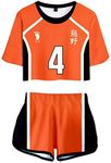 CosplayCos Womens Nishinoya Yuu Cosplay Costume Karasuno High Jersey Volleyball Uniform Shorts Set, Medium