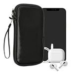 kwmobile Neoprene Phone Pouch Size XXL - 7" - Universal Cell Sleeve Mobile Bag with Zipper, Wrist Strap - Metallic Black