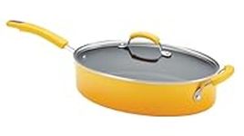 Rachael Ray Porcelain Enamel II Nonstick 5-Quart Covered Oval Saute, Yellow Gradient