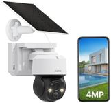 ZOSI 4MP Solar Security Camera Outdoor Wireless, Battery Powered CCTV Camera with 2.5K Color Night Vision, 2.4 GHz Rechargeable WiFi Cam, 360° Pan-Tilt View, Human Detection, 2-Way Audio, Waterproof