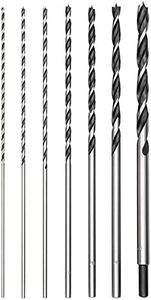 wesleydrill 7 Pcs Extra Long Brad Point Drill Bit Set,12" 300mm Carbon Steel Wood Drill Bits Set,Fit for Bench Hand and Conventional Electric Drill