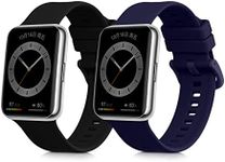 kwmobile Straps Compatible with Huawei Watch Fit 2 Straps - 2x Replacement Silicone Watch Bands - Black/Dark Blue