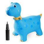 Inhahland Inflatable Hopping Horse for Kids, Bouncy Dinosaur Hopper Outdoor Toys Gift for Kids Toddlers 18 Months 2 3 4 5 6 Year Old - Pump Included (Blue)