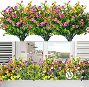 12 Bundles Artificial Flowers for Outdoors UV Resistant Fake Flowers Faux Plants for Hanging Garden Porch Window Box Outside Decoration,Wedding Home Décor Indoor Decor Outdoor