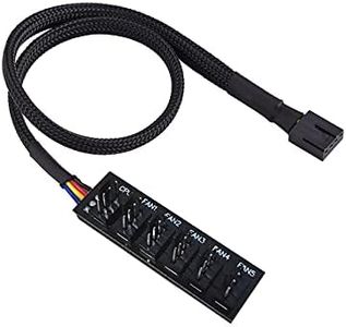 GeekerChip PWM Fan Hub, Hub for 4-pin PWM Fans,6 vías, color negro trenzado cable de alimentación de ventilación, CPU/Housing Adapter para múltiples conectores de alimentación