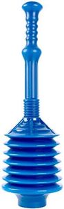 JS Jackson Supplies Professional Bellows Accordion Toilet Plunger, High Pressure Thrust Plunge Removes Heavy Duty Clogs from Bathroom Toilets, All Purpose Power Plunger, Cobalt