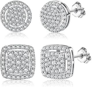 Morfetto Pendientes para Hombre Pendientes de Plata de Ley para Hombre Pendientes Plateados para Hombre Pendientes Helados Pendientes Cuadrados Halo Conjunto de Pendientes para Hombre