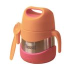Basil ThermoTot Kids Insulated Food Jar 320ml | 304 Stainless Steel | BPA-Free | Double Wall Vacuum Lunch Box with Handle & Spork | Hot Cold Storage for School Travel Picnics - Peach