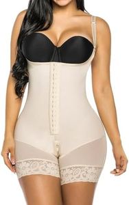 YIANNA Fajas Colombianas Shapewear for Women Tummy Control Post Surgery Compression Garment with Zipper Crotch, Beige, X-Small