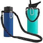 lyfLux Paracord Handle Shoulder Strap, Fits Wide Mouth Bottles 12oz to 64oz(Not for The New Hydro Flask 2.0), Water Bottle Paracord Handle with Safety Ring and Carabiner