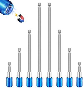 BLACKROBOT 8-Piece Drill Bit Extension Set, Magnetic Quick Change Impact Bit Holder in 2.5", 4", 6", 12" Sizes, for 1/4" Hex Drives, CR-V Steel, Ideal for Screwdriver Bits, Nuts, Drills
