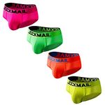 JOCKMAIL 4pcs/Pack Mens Briefs Underwear Mesh Comfort Underwear Briefs Men Underpants, 382-green/Rose/Yellow/Orange-4pcs, X-Large