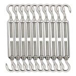 TooTaci Turnbuckle Hook and Hook 10pcs,M5 Turnbuckle Wire Tensioner,304 Stainless Steel Wire Rope Tensioner,Heavy Duty Cable Tensioner,for Garden Wire,Fence Wire Tensioner,Outdoor Hanging