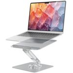 HARRYFIT Laptop Stand for Desk，Portable Computer Stand with Adjustable Height & 360° Rotating Base, Effortless Screen Sharing ，Foldable Design,Compatible with 10-17" Laptops