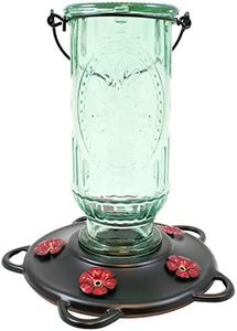 More Birds 39IN Antique Glass Bottle Feeder, 20-Ounce Nectar Capacity, Burnt P Vintage Hummingbird FDR, fl. oz, Clear