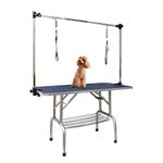 ROOMTEC 36" Dog Grooming Table,Foldable Home Pet Bathing Station with Adjustable Height Arm/Noose/Mesh Tray