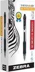 Zebra Sarasa Rapid Dry Ink Gel Retractable Rollerball Pens, Black Ink, Fine Point, Dozen - 46710