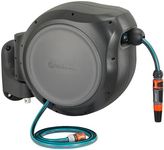 GARDENA 8055 - 100 Foot Wall Mounted Retractable Reel with Hose Guide, Automatic retraction for Easy Watering, Gray