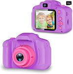 Upgrade Kids Selfie Camera, Christmas Birthday Gifts Toys for Children, HD Digital Video Cameras for Toddler, Portable Toy for 3 4 5 6 7 8 Year Old Boy Girl with 32GB SD Card (Purple)