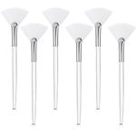 6 Pieces Fan Mask Brushes Soft Fan Facial Mask Applicator Tools Brush Makeup Brushes Cosmetic Tools with Handle for Peel Mask Makeup Women(White Hair)