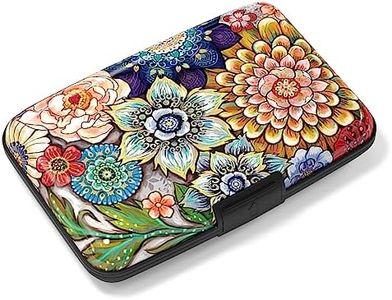 Rimilak Aluminuml Credit Card Holder, Mini Credit Card Wallet RFID Blocking Slim Metal Hard Case for Women Men, Mandala Flower, S, Modern