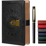 ZXHQ Lock Diary with Pen, A5 Ruled 240 Pages PU Leather Journal with Lock, Refillable Hardcover journals for Writing Personal Planner Organizer for Men and Women, Size A5(8.5 × 5.9 Inch) Black