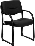 Flash Furniture Donny Black LeatherSoft Executive Side Reception Chair with Sled Base