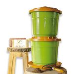 Ekobarn EkoTwin (22Lx2) - No Smell, No Insect, UV Resistant Compost EkoBin - for Converting All Kinds of Kitchen Food Waste into Fertilizer