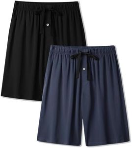 BAMBOO COOL Men's Pajama Bottoms Short Pants Lounge Sleep wear Sleeping Pajamas Athletic Run Workout Gym Active Shorts 2 Pack