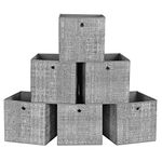 SONGMICS Storage Boxes, Set of 6 Non-Woven Fabric Box with Handle, 30 x 30 x 30 cm, Fit Cube Storage Unit, for Shelves, Foldable, Clothes Storage, Flecked Grey RFB02LG-3