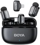 BOYA mini Wireless Microphone for iPhone/Android/PC/Tablets with USB C/Lightning Plug, MFi Certified, Noise Reduction, AI Voice Changer, 30H Battery Life with Charging Case for Video Recording Podcast