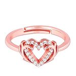 GIVA 925 Silver Rose Gold Intertwined In Love Ring, Adjustable | Gifts for Women and Girls | With Certificate of Authenticity and 925 Stamp | 6 Months Warranty*