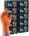 nitroshield 9mil Heavy Duty Disposable Nitrile Gloves,Orange Medium 800Pcs -Chemical Resistant, Latex & Powder Free Rubber Gloves Diamond Texture for Automotive, Mechanics, Cooking,BBQ, Industrial Use