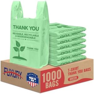 Fuxury Green Plastic Thank You Shopping Grocery T-shirt Bags 1000 Count