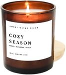 Sweet Water Decor Cozy Season Soy Candle - Woods, Warm Spice, Citrus Scented Holiday Candles for Home - 11oz Amber Jar + Wood Lid, 50+ Hour Burn Time, Made in the USA