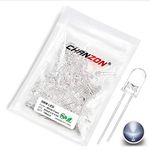 Chanzon 100 pcs 5mm Blinking White LED Diode Lights 1.5Hz Flashing (Clear Round Transparent DC 3V 20mA) Bright Lighting Bulb Lamps Electronics Components Indicator Light Emitting Diodes